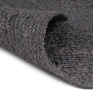 Handgefertigter Jute Teppich Rund Dunkelgrau 180cm