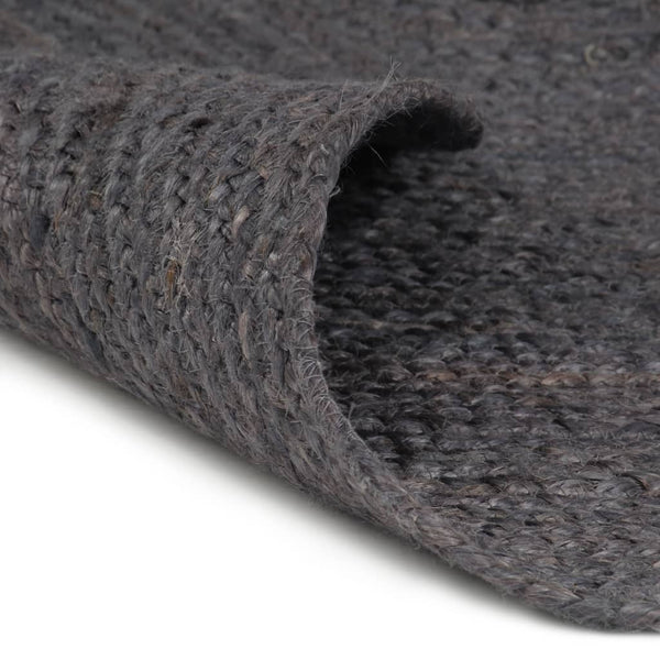 Handgefertigter Jute Teppich Rund Dunkelgrau 180cm