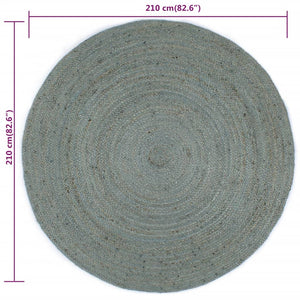 Handgefertigter Jute Teppich Rund Olivgrün 210cm