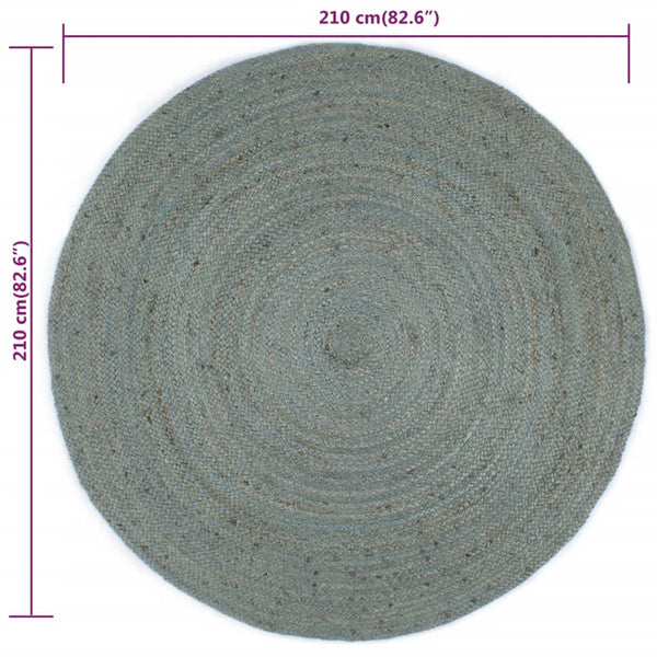Handgefertigter Jute Teppich Rund Olivgrün 210cm