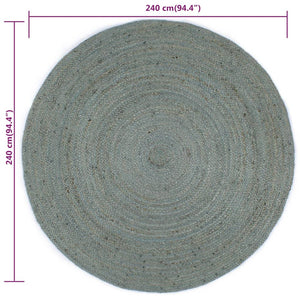 Handgefertigter Jute Teppich Rund Olivgrün 240cm