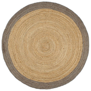 Handgefertigter Jute Teppich mit Grauem Rand - 210 cm