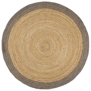 Handgefertigter Jute Teppich mit Grauem Rand 240cm