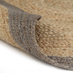 Handgefertigter Jute Teppich mit Grauem Rand 240cm