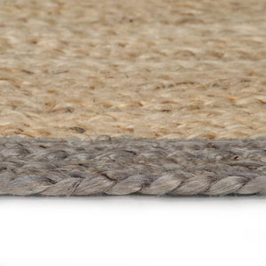 Handgefertigter Jute Teppich mit Grauem Rand 240cm