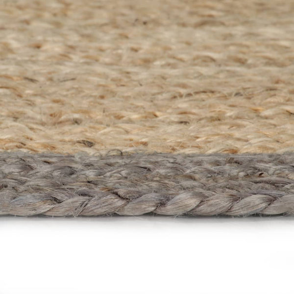 Handgefertigter Jute Teppich mit Grauem Rand 240cm