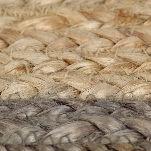Handgefertigter Jute Teppich mit Grauem Rand 240cm