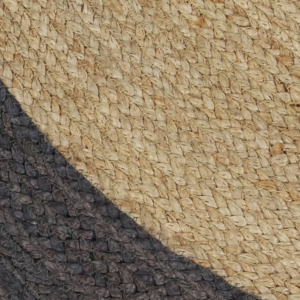 Handgefertigter Jute Teppich mit Dunkelgrauem Rand 240cm