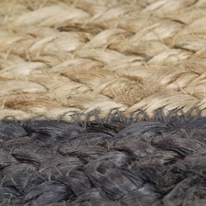 Handgefertigter Jute Teppich mit Dunkelgrauem Rand 240cm