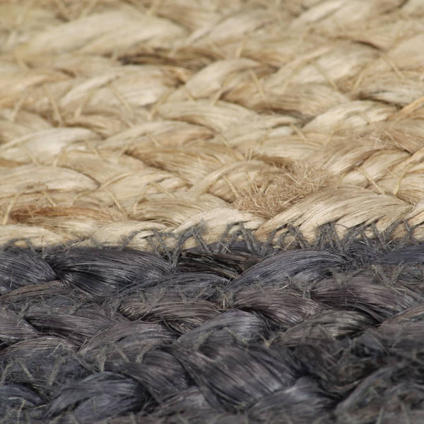 Handgefertigter Jute Teppich mit Dunkelgrauem Rand 240cm