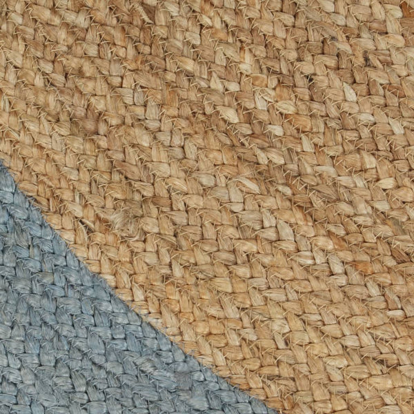 Handgefertigter Jute Teppich mit Olivgrünem Rand 180 cm