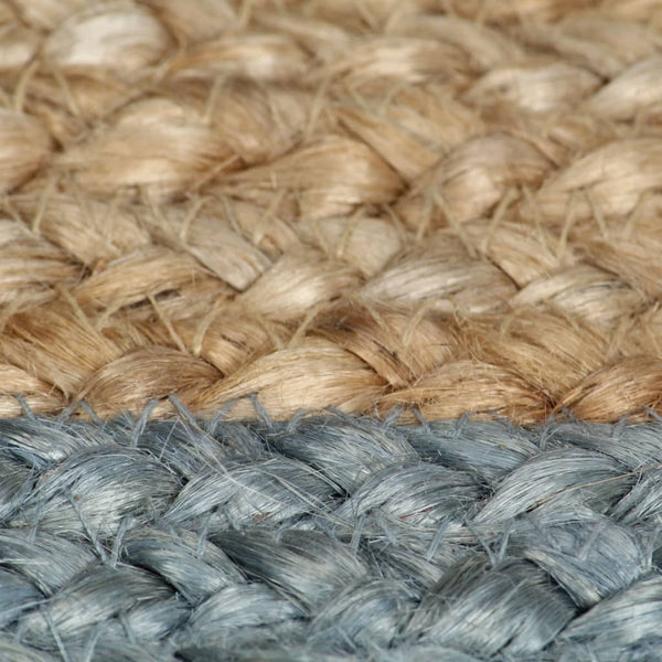 Handgefertigter Jute Teppich mit Olivgrünem Rand 210 cm