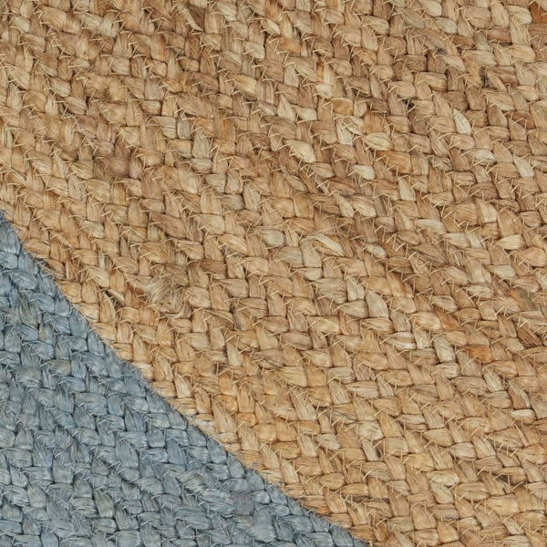 Handgefertigter Jute Teppich mit Olivgrünem Rand 210 cm
