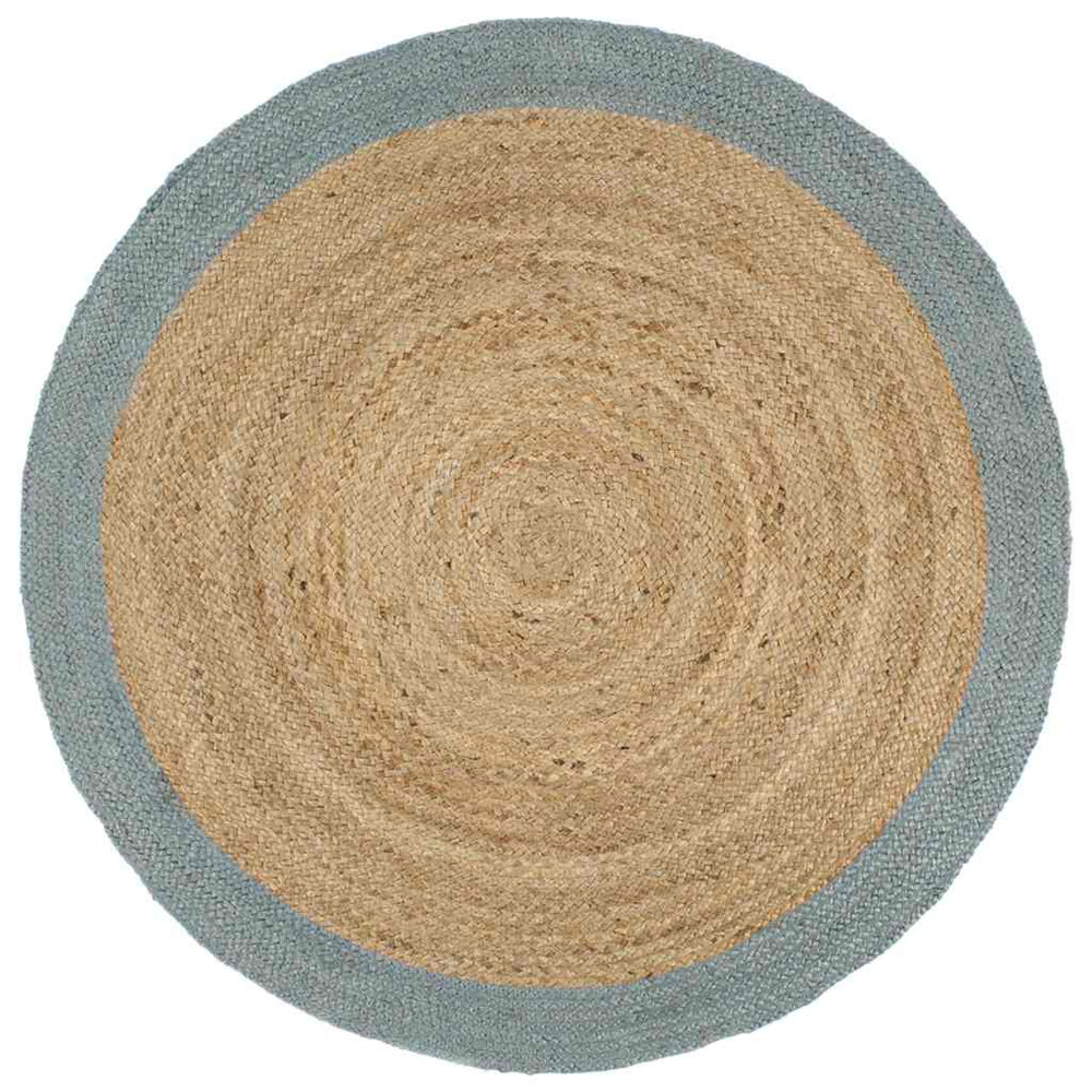 Handgefertigter Jute Teppich mit Olivgrünem Rand 240cm