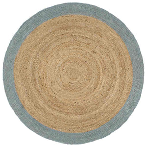 Handgefertigter Jute Teppich mit Olivgrünem Rand 240cm