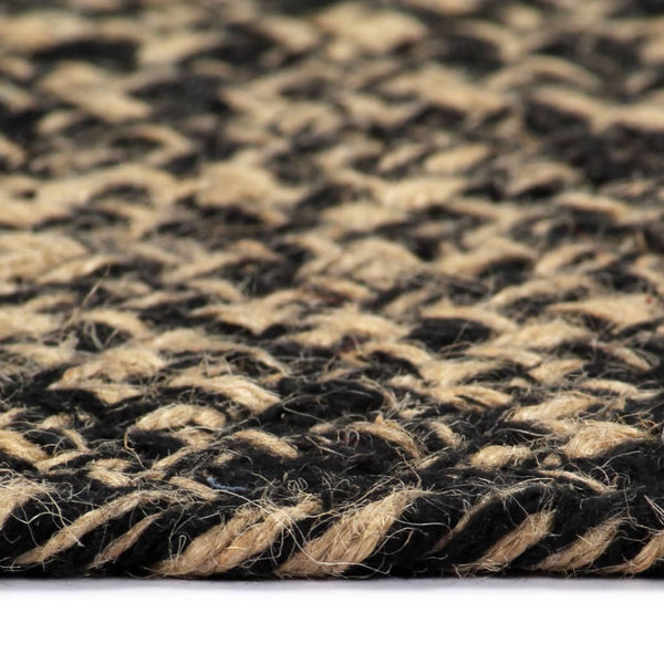 Handgefertigter Jute Teppich 180cm Schwarz Braun