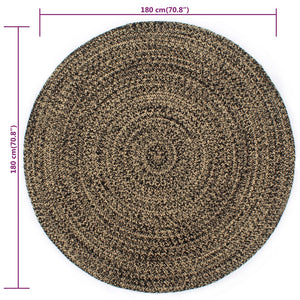Handgefertigter Jute Teppich 180cm Schwarz Braun