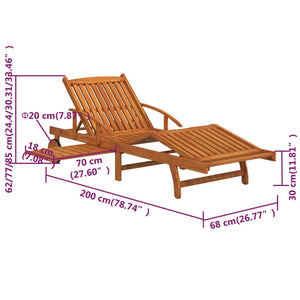 Sonnenliegen 2 Stk. mit Tisch Massivholz Akazie