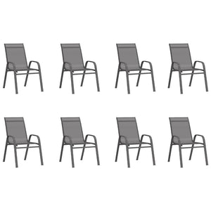 9-tlg. Garten-Essgruppe Grau und Schwarz