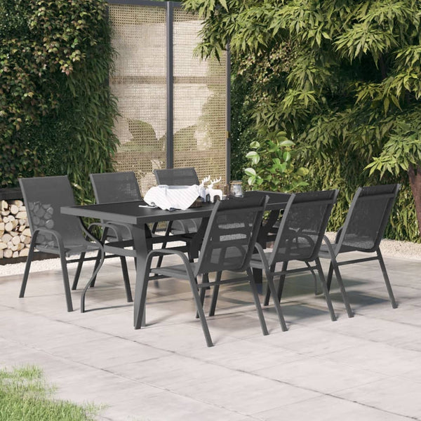 7-tlg. Garten-Essgruppe Grau und Schwarz