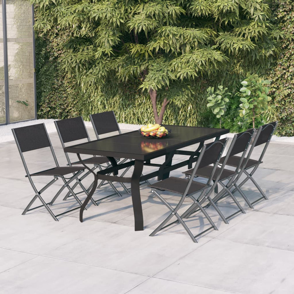 7-tlg. Garten-Essgruppe Grau und Schwarz