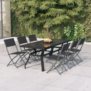 7-tlg. Garten-Essgruppe Grau und Schwarz