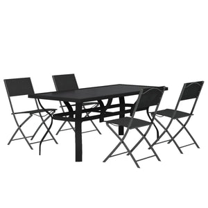 5-tlg. Garten-Essgruppe Grau und Schwarz
