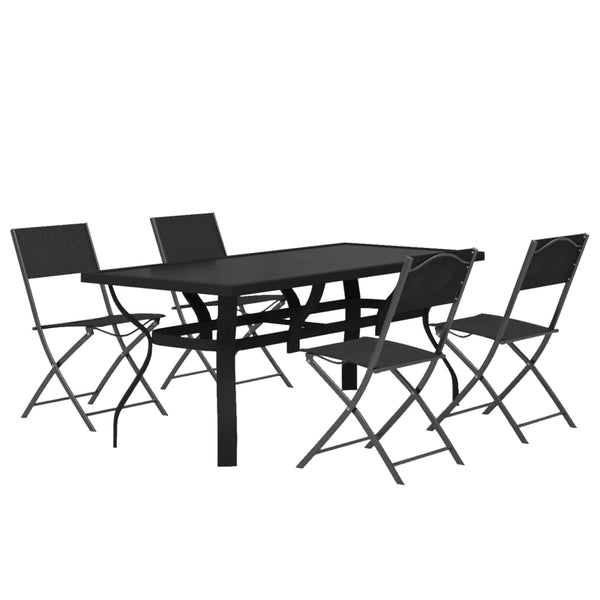5-tlg. Garten-Essgruppe Grau und Schwarz