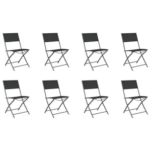 9-tlg. Garten-Essgruppe Grau und Schwarz