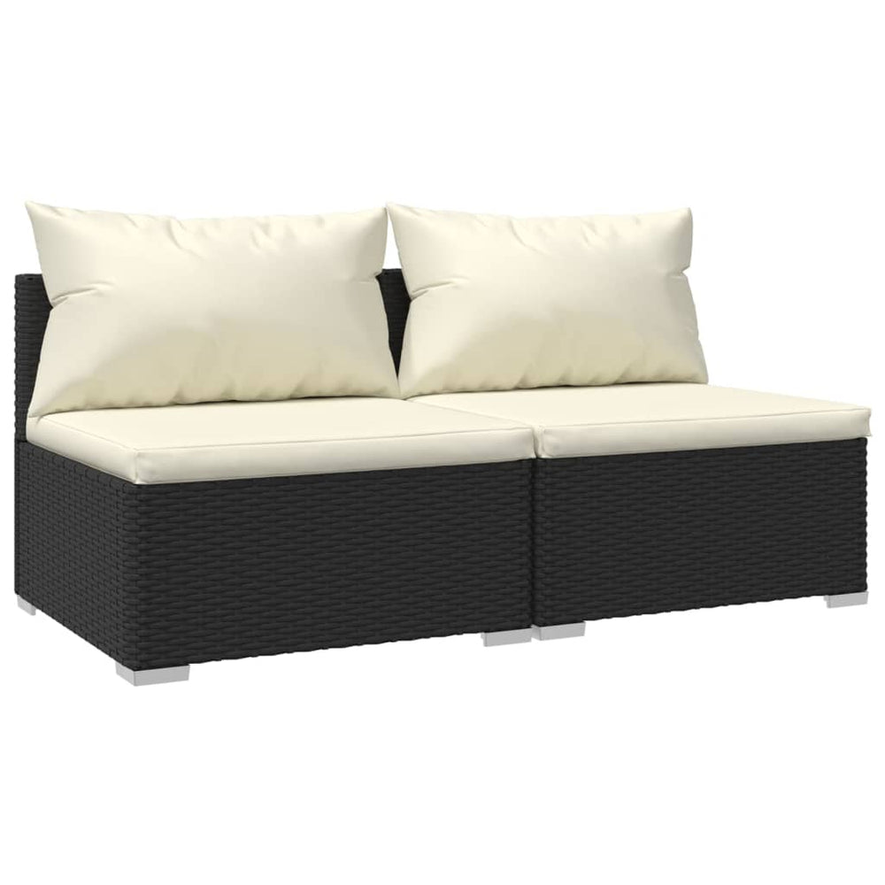 vidaXL Ensemble de salon de jardin 2 pcs avec coussins Résine tressée Noir