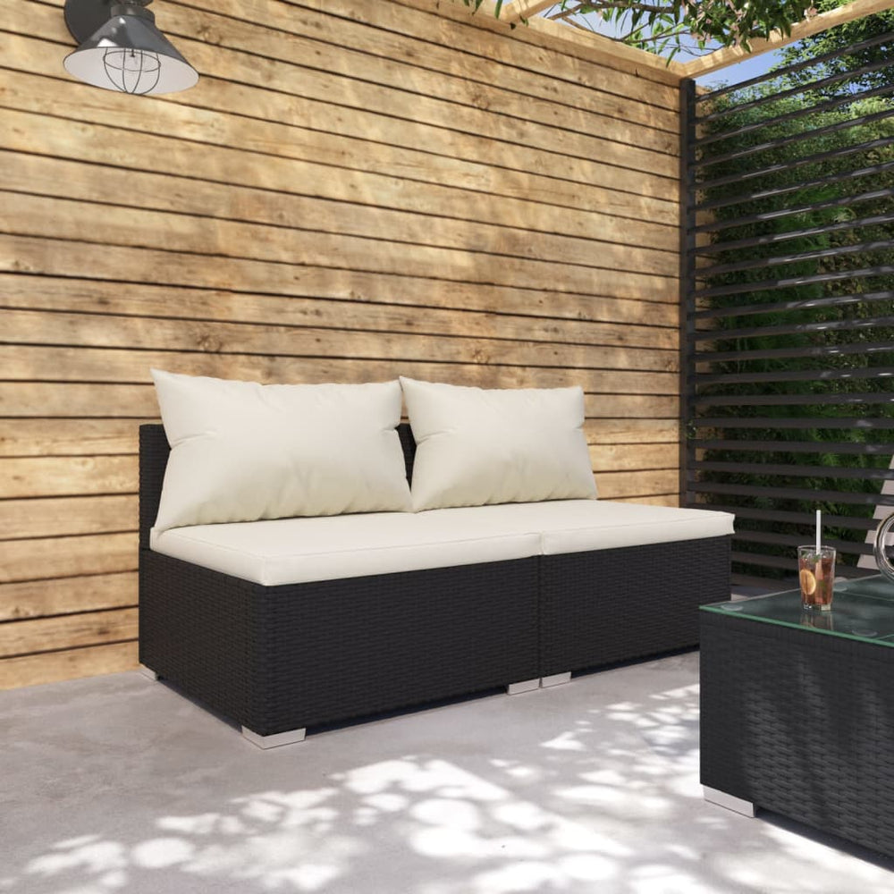 vidaXL Ensemble de salon de jardin 2 pcs avec coussins Résine tressée Noir
