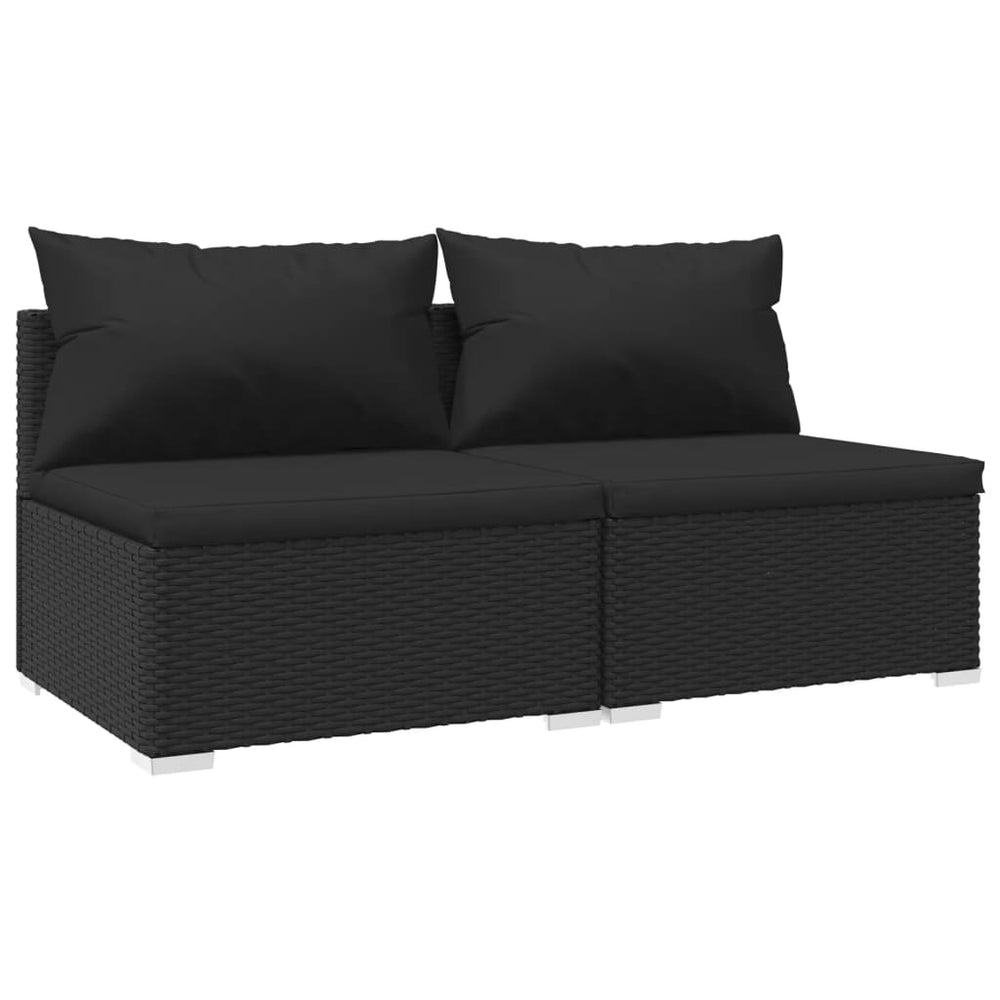 vidaXL Ensemble de salon de jardin 2 pcs avec coussins Résine tressée Noir