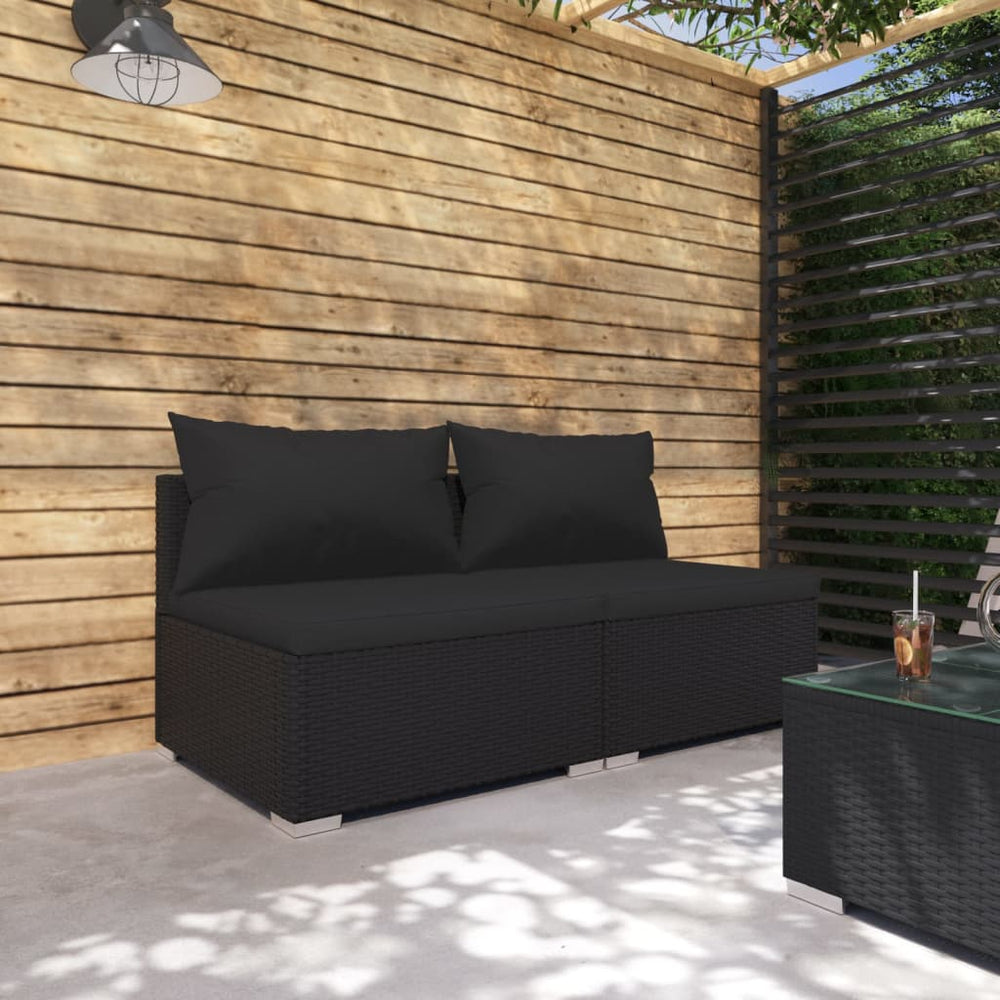 vidaXL Ensemble de salon de jardin 2 pcs avec coussins Résine tressée Noir