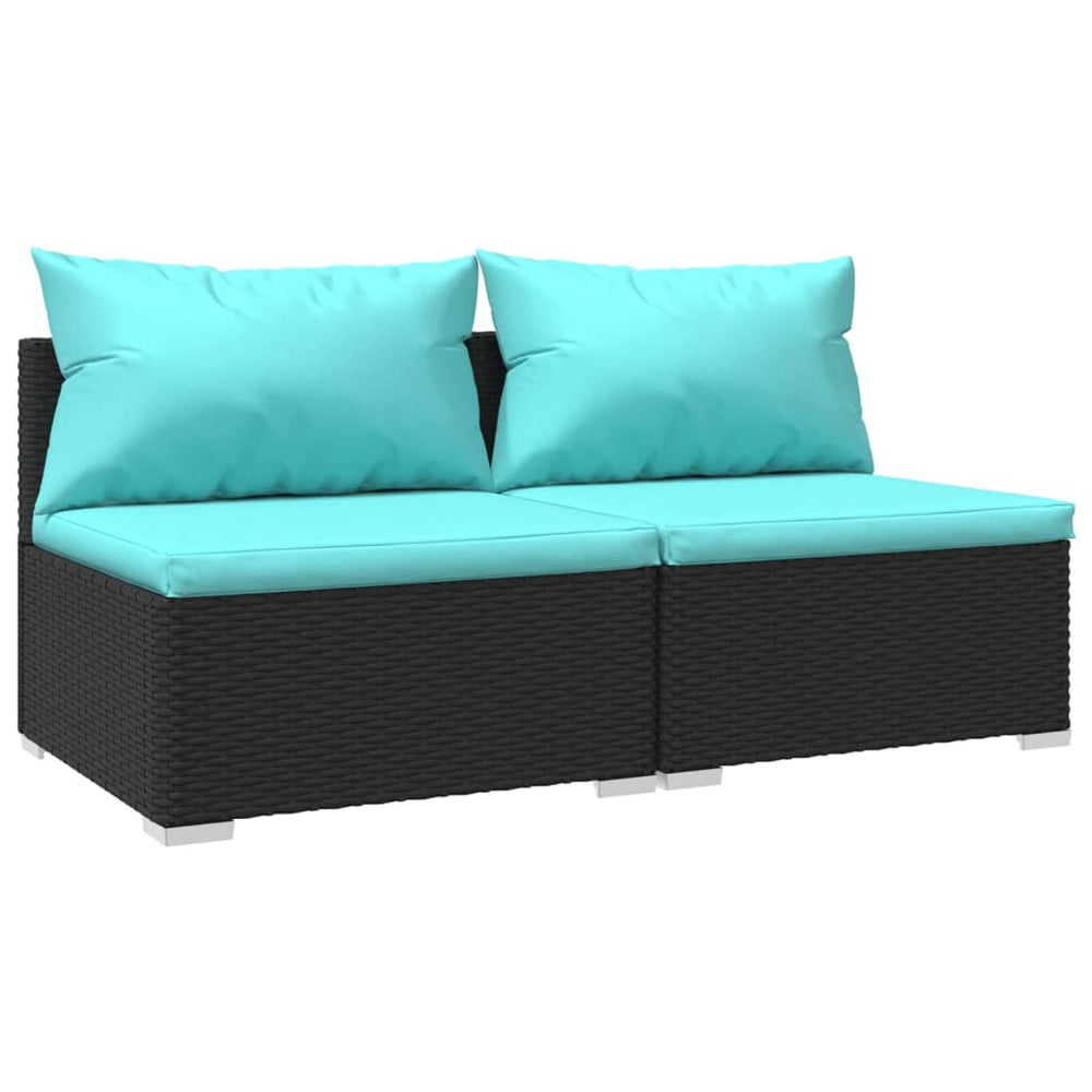 vidaXL Ensemble de salon de jardin 2 pcs avec coussins Résine tressée Noir