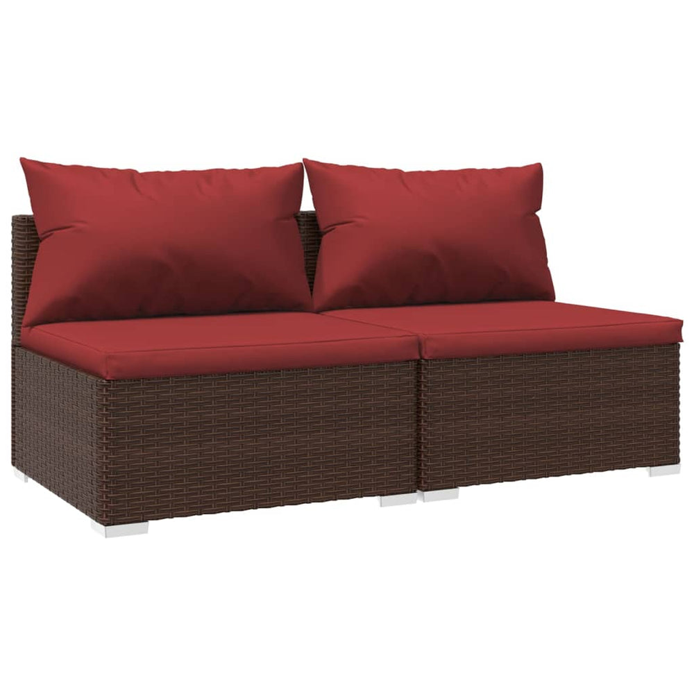 vidaXL Salon de jardin 2 pcs avec coussins résine tressée marron