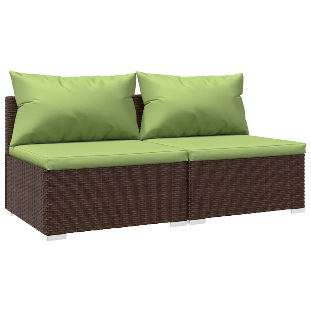 vidaXL Salon de jardin 2 pcs avec coussins résine tressée marron