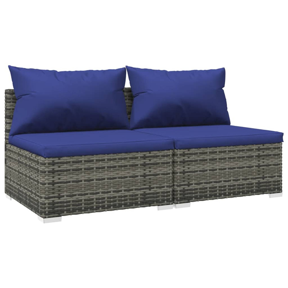 vidaXL Salon de jardin 2 pcs avec coussins résine tressée gris