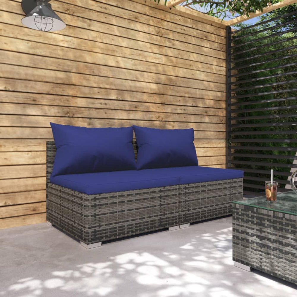 vidaXL Salon de jardin 2 pcs avec coussins résine tressée gris