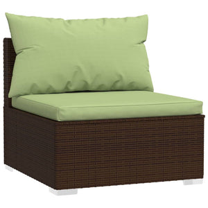 3-tlg. Garten-Lounge-Set mit Kissen Poly Rattan Braun