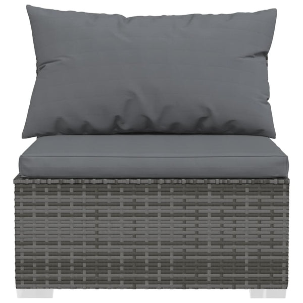 3-tlg. Garten-Lounge-Set mit Kissen Poly Rattan Grau