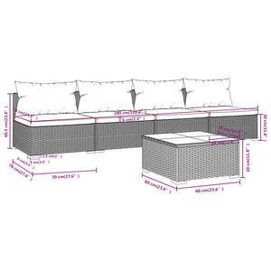 5-tlg. Garten-Lounge-Set mit Kissen Poly Rattan Grau