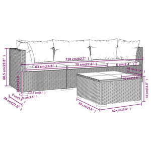 4-tlg. Garten-Lounge-Set mit Auflagen Poly Rattan Braun