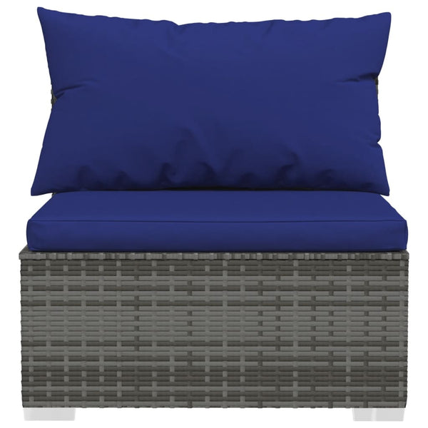 4-tlg. Garten-Lounge-Set mit Kissen Poly Rattan Grau