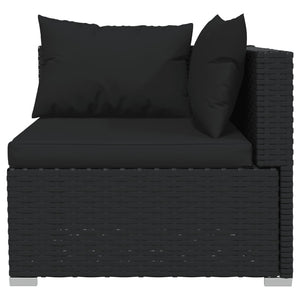 4-tlg. Garten-Lounge-Set mit Auflagen Poly Rattan Schwarz