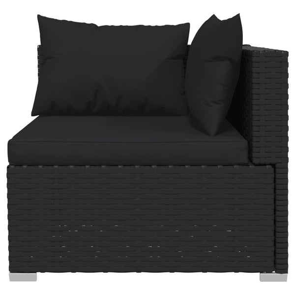 4-tlg. Garten-Lounge-Set mit Auflagen Poly Rattan Schwarz