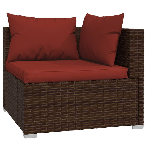 4-tlg. Garten-Lounge-Set mit Auflagen Poly Rattan Braun