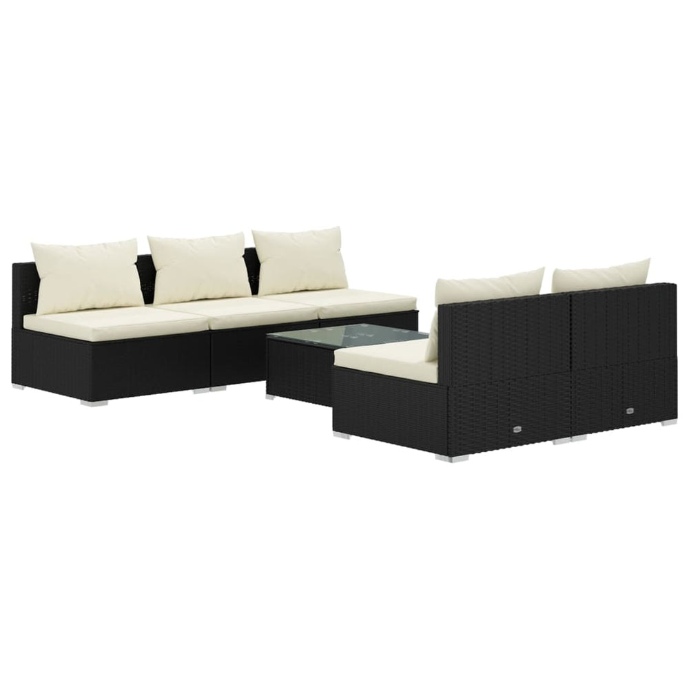 vidaXL Salon de jardin 6 pcs avec coussins résine tressée noir
