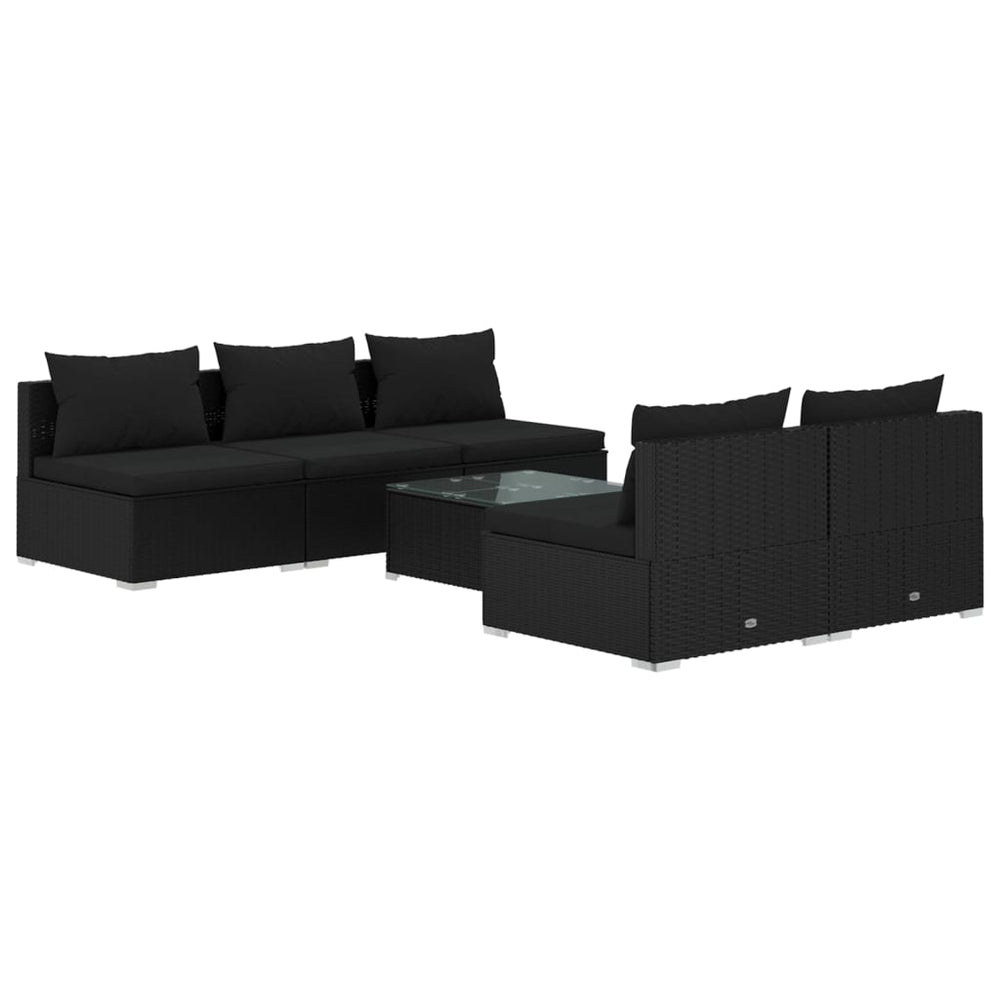 vidaXL Salon de jardin 6 pcs avec coussins résine tressée noir
