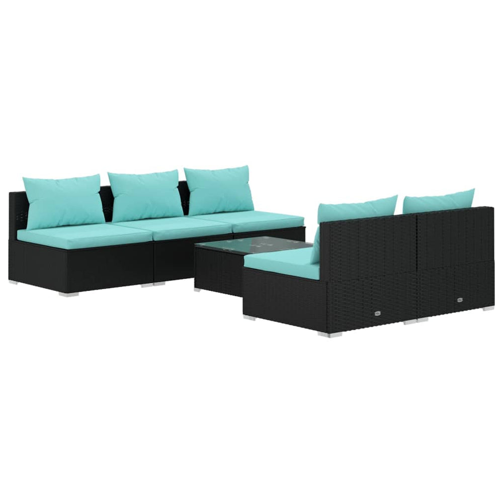 vidaXL Salon de jardin 6 pcs avec coussins résine tressée noir
