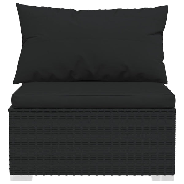 7-tlg. Garten-Lounge-Set mit Auflagen Poly Rattan Schwarz